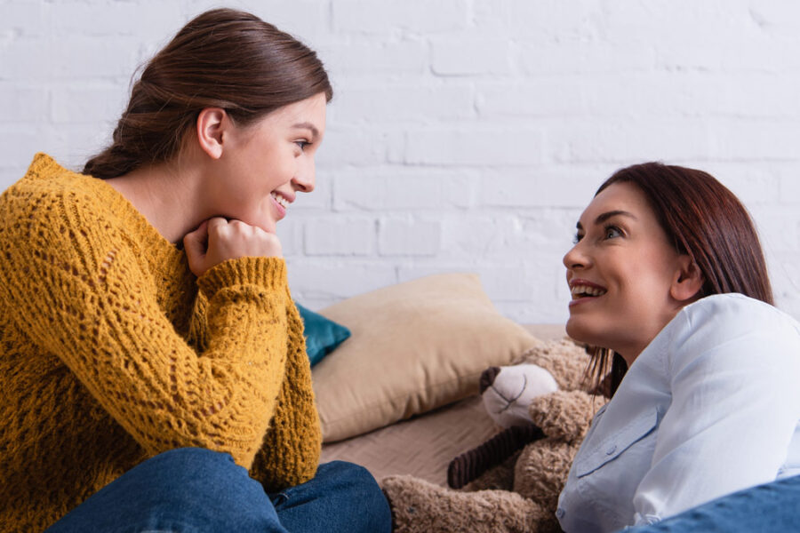 parent and child talking